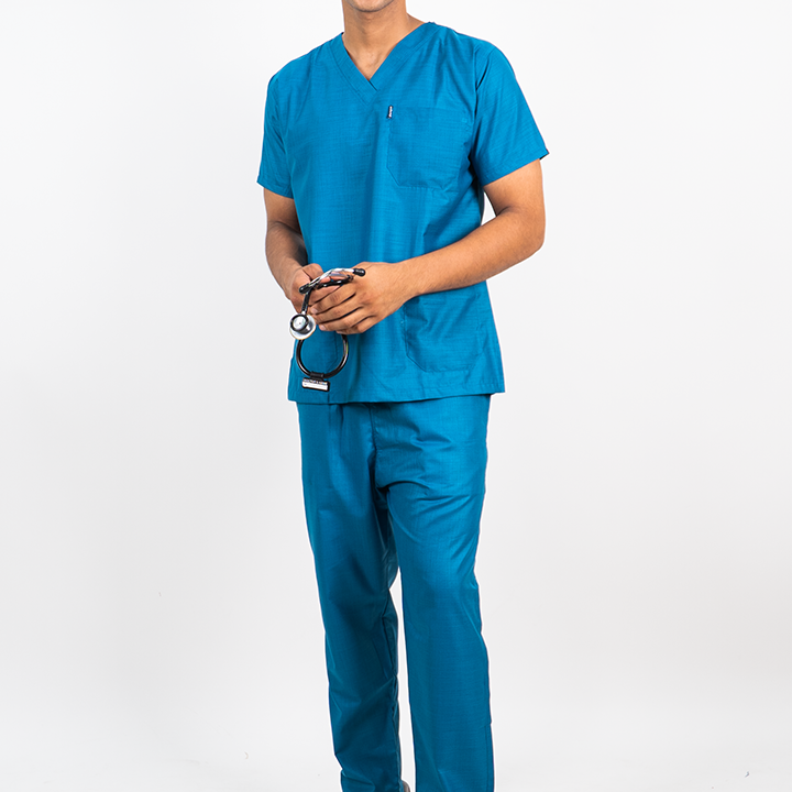 Essential Unisex V-Neck (Ocean Blue) Scrub Suit