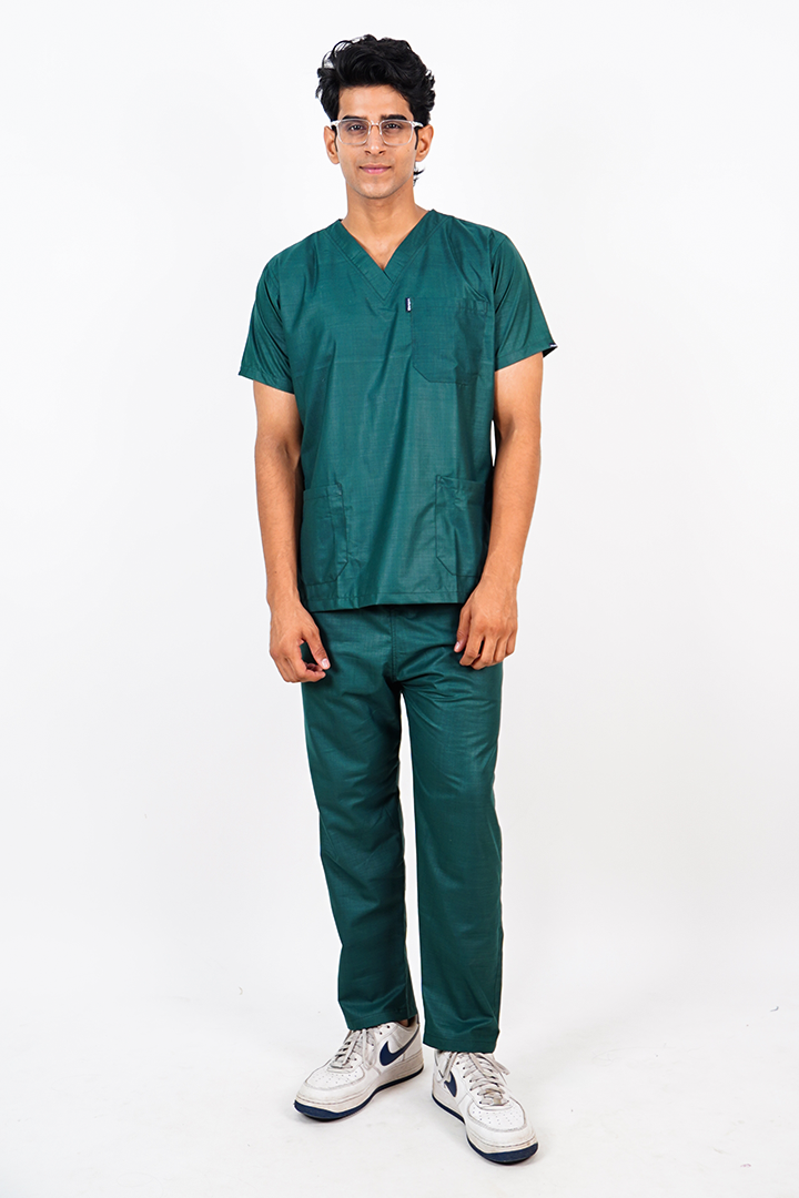 Essential Unisex V-Neck (Hunter Green) Scrub Suit