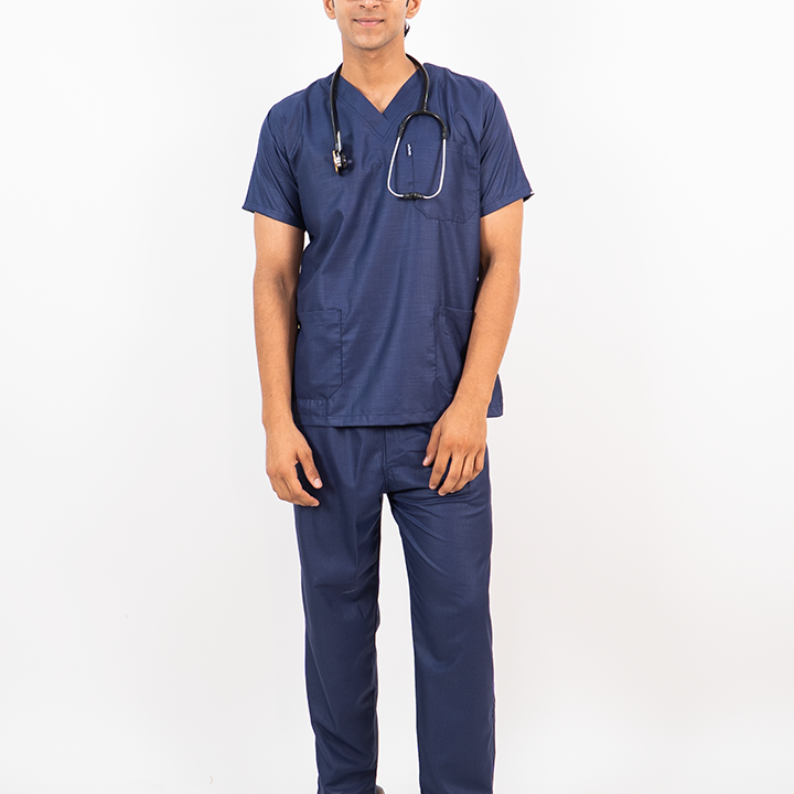 Essential Unisex V-Neck (Navy Blue) Scrub Suit