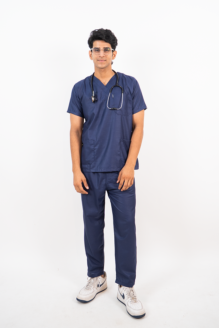 Essential Unisex V-Neck (Navy Blue) Scrub Suit