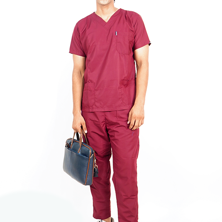 Everyday Unisex V-Neck (Maroon) Scrub Suit