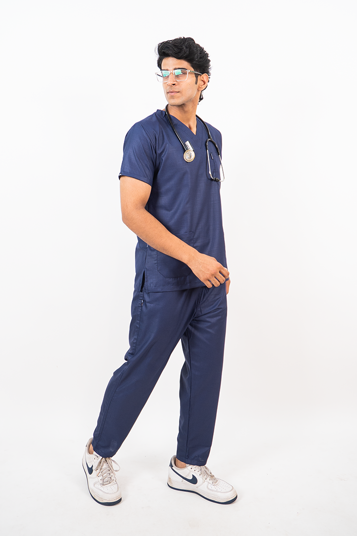 Essential Unisex V-Neck (Navy Blue) Scrub Suit