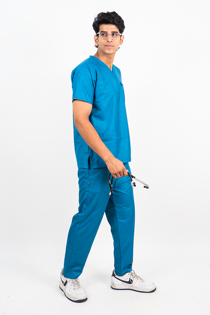 Essential Unisex V-Neck (Ocean Blue) Scrub Suit