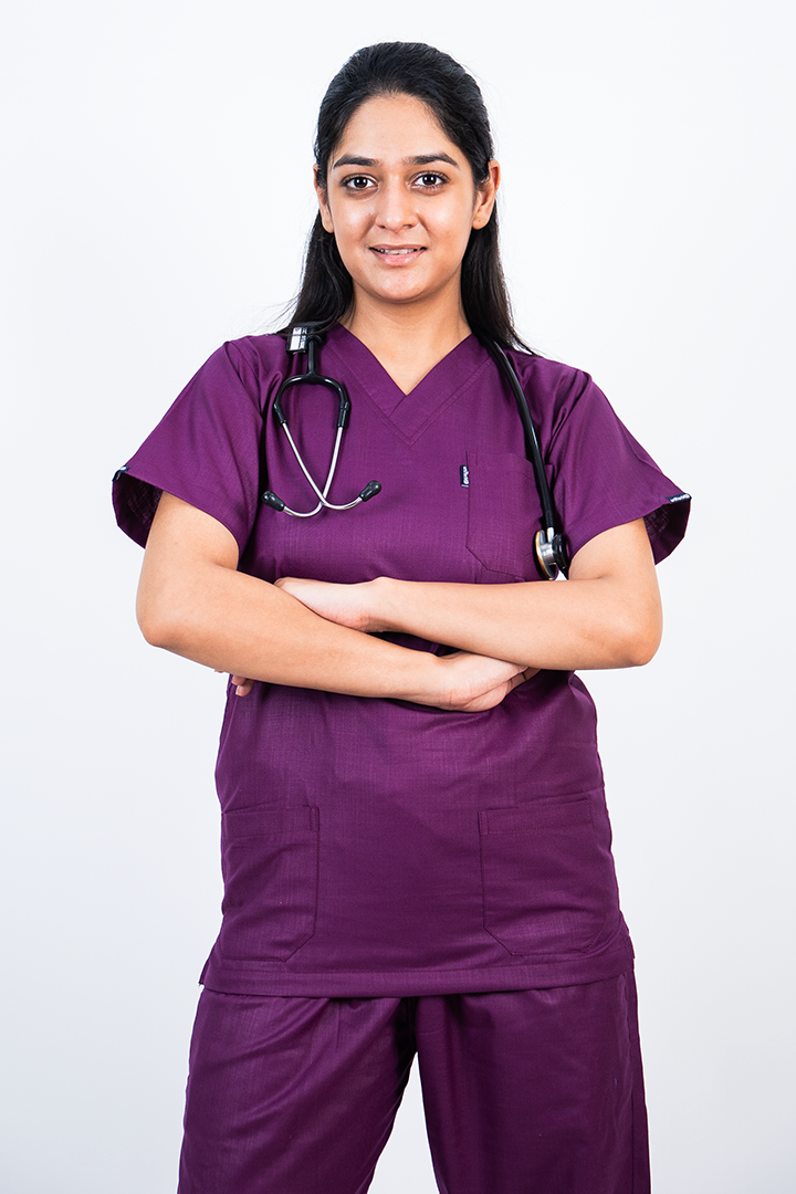 Essential Unisex V-Neck (Wine) Scrub Suit