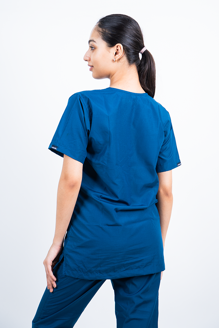 Everyday Unisex V-Neck (Peacock Blue) Scrub Suit