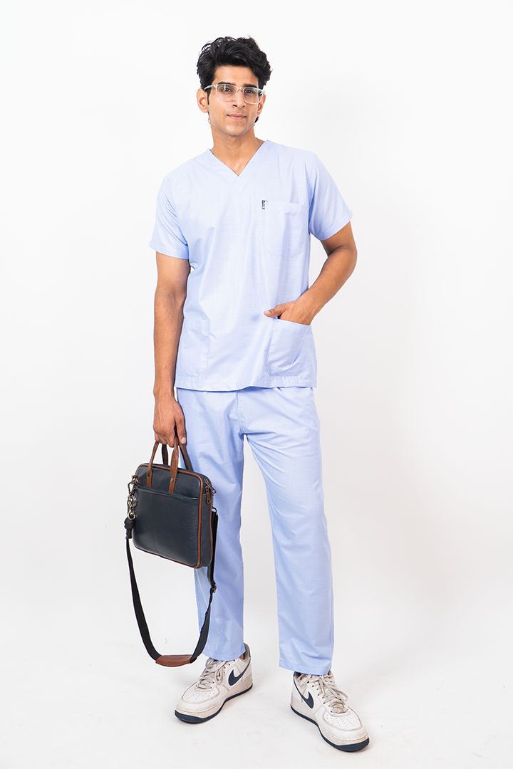 Essential Unisex V-Neck (Sky Blue) Scrub Suit