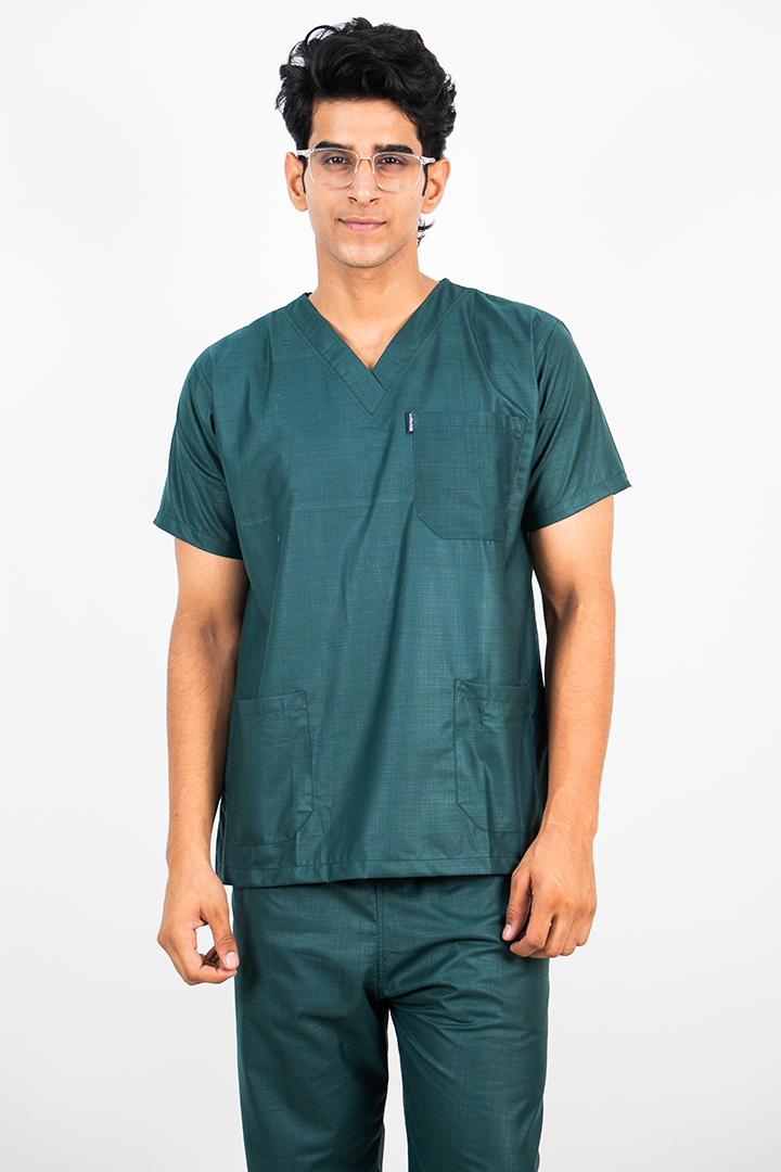 Essential Unisex V-Neck (Hunter Green) Scrub Suit