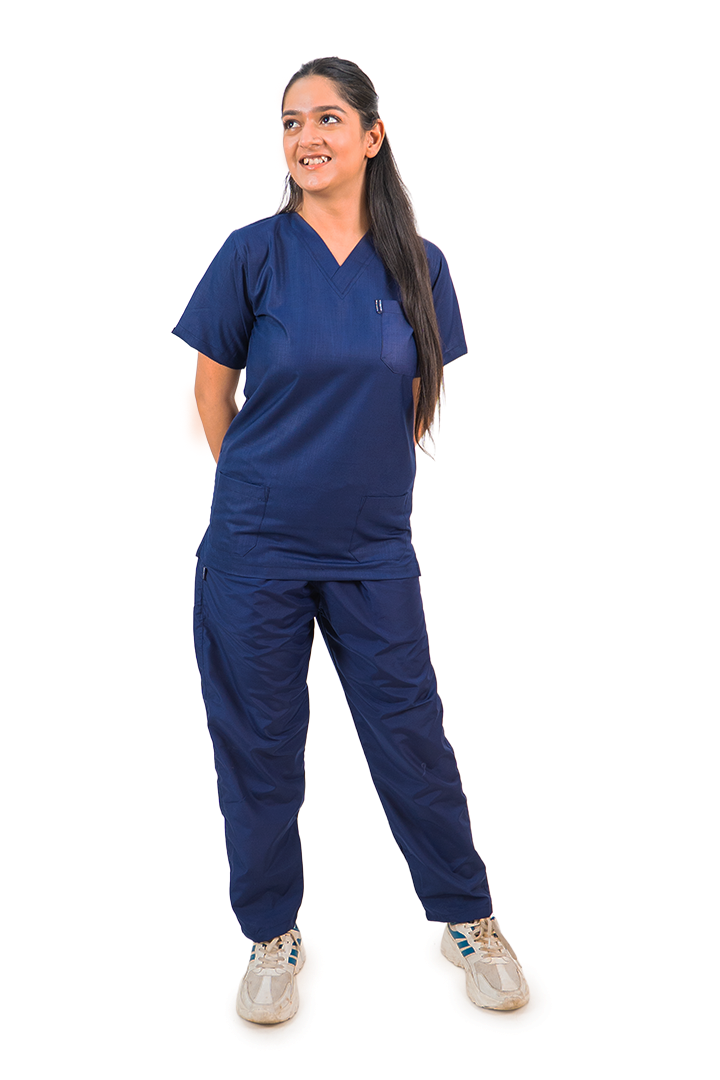 Essential Unisex V-Neck (Navy Blue) Scrub Suit