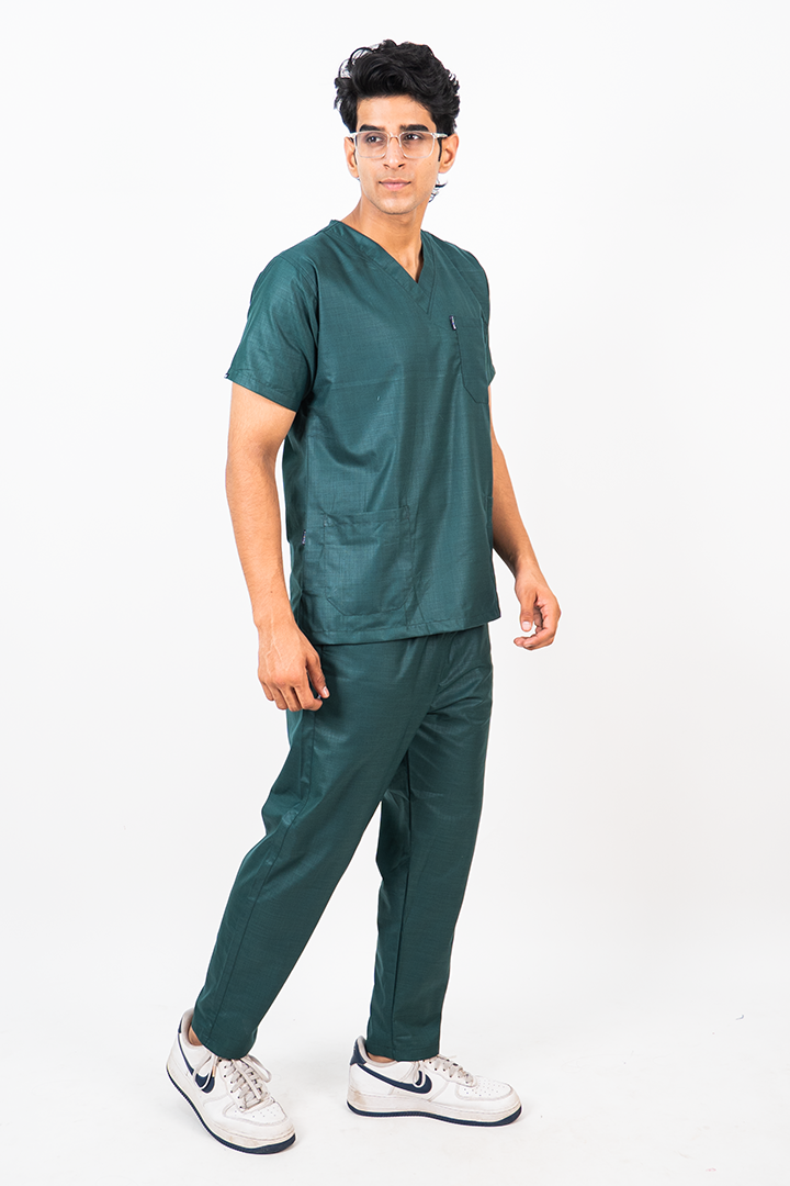 Essential Unisex V-Neck (Hunter Green) Scrub Suit