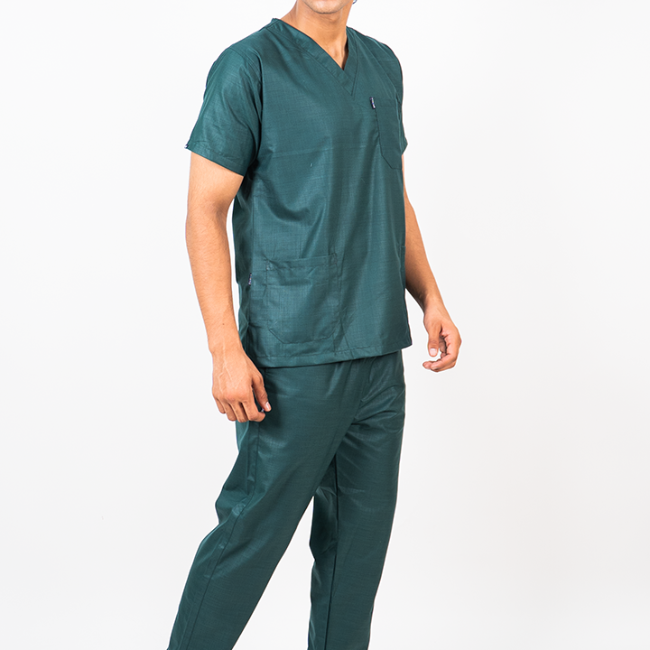 Essential Unisex V-Neck (Hunter Green) Scrub Suit