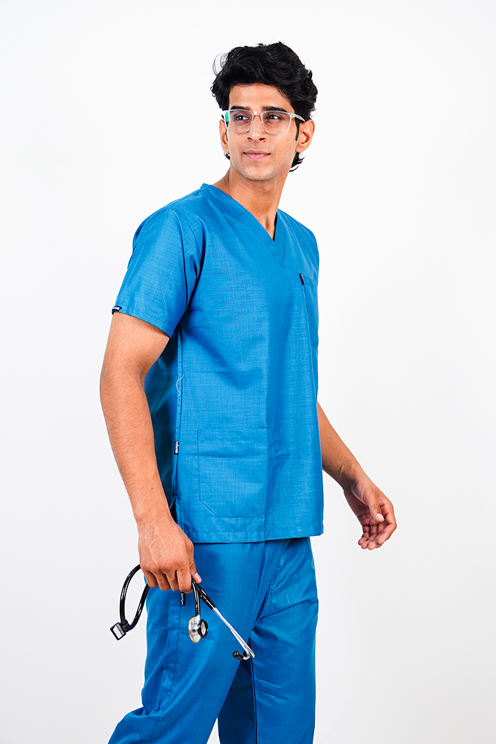 Essential Unisex V-Neck (Ocean Blue) Scrub Suit