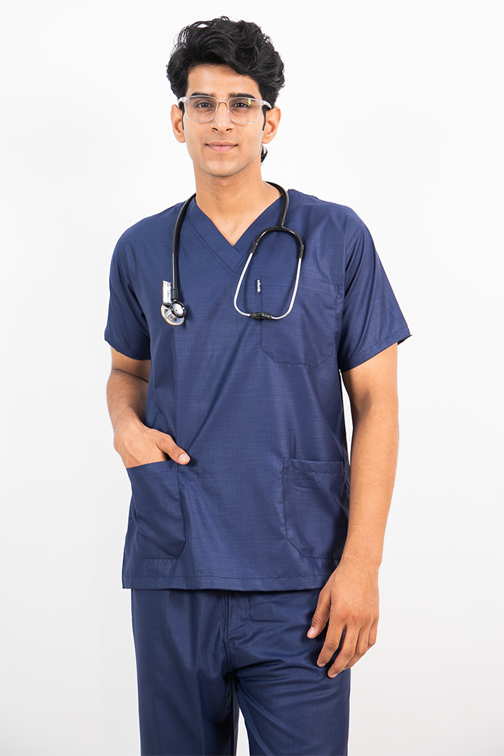 Essential Unisex V-Neck (Navy Blue) Scrub Suit