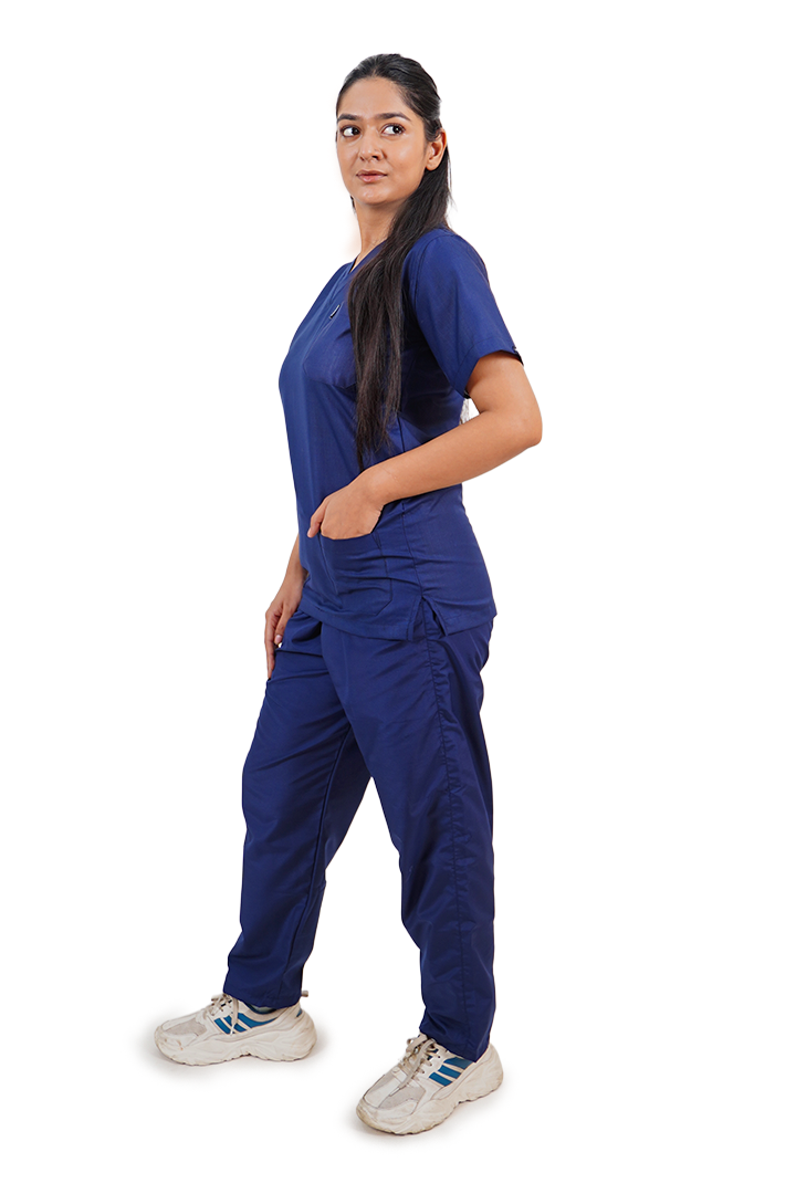 Essential Unisex V-Neck (Navy Blue) Scrub Suit