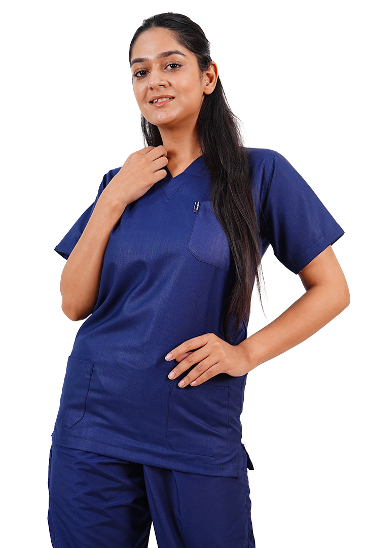 Essential Unisex V-Neck (Navy Blue) Scrub Suit