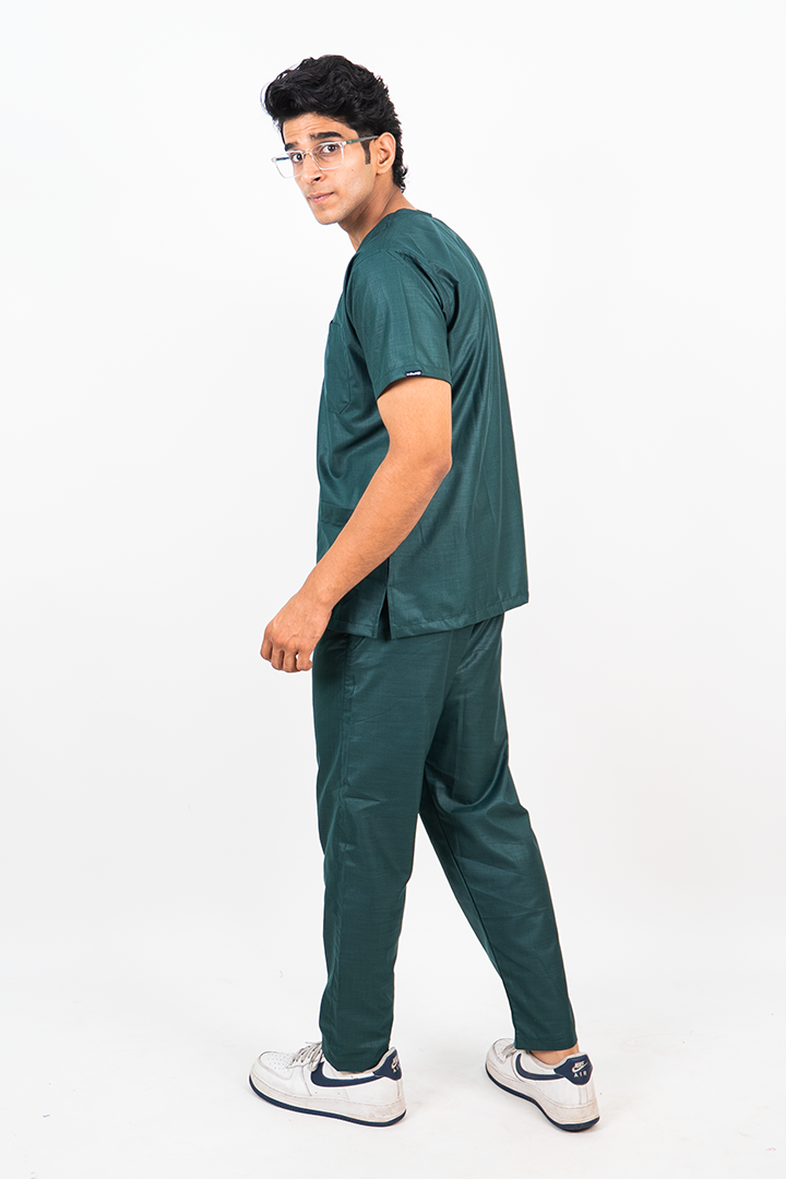 Essential Unisex V-Neck (Hunter Green) Scrub Suit