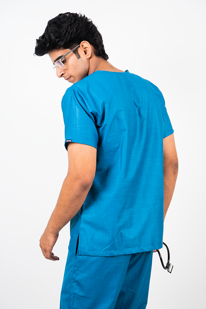 Essential Unisex V-Neck (Ocean Blue) Scrub Suit