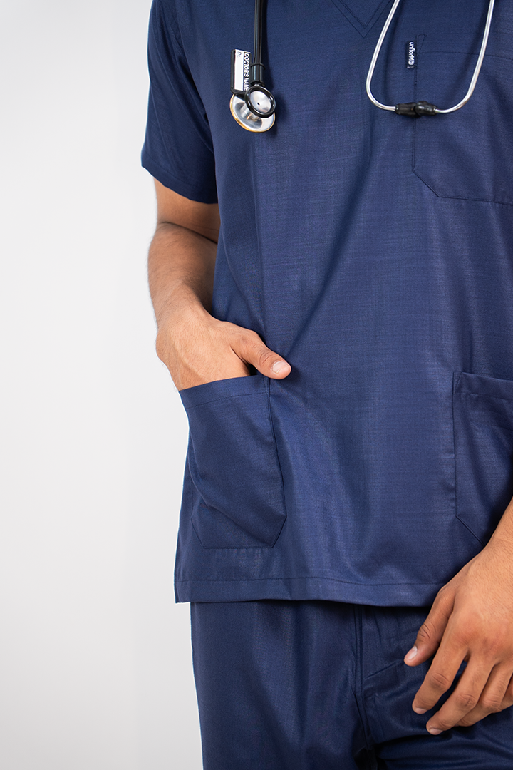 Essential Unisex V-Neck (Navy Blue) Scrub Suit