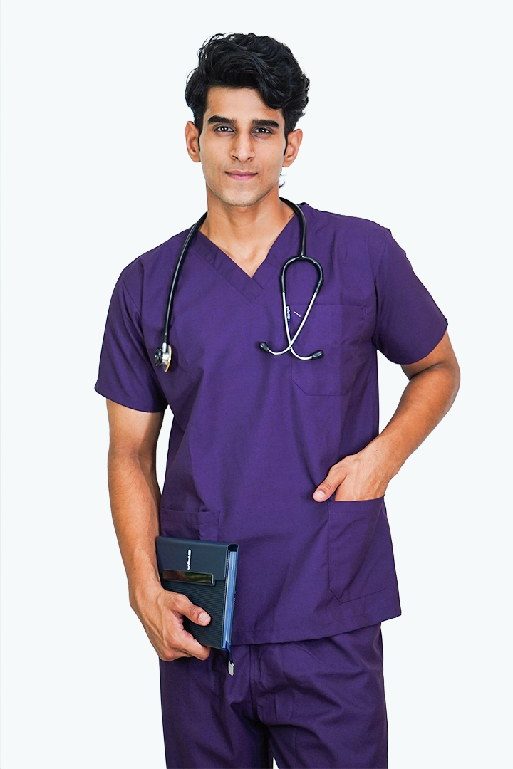 Elevate Unisex V-Neck (Wine) Scrub Suit