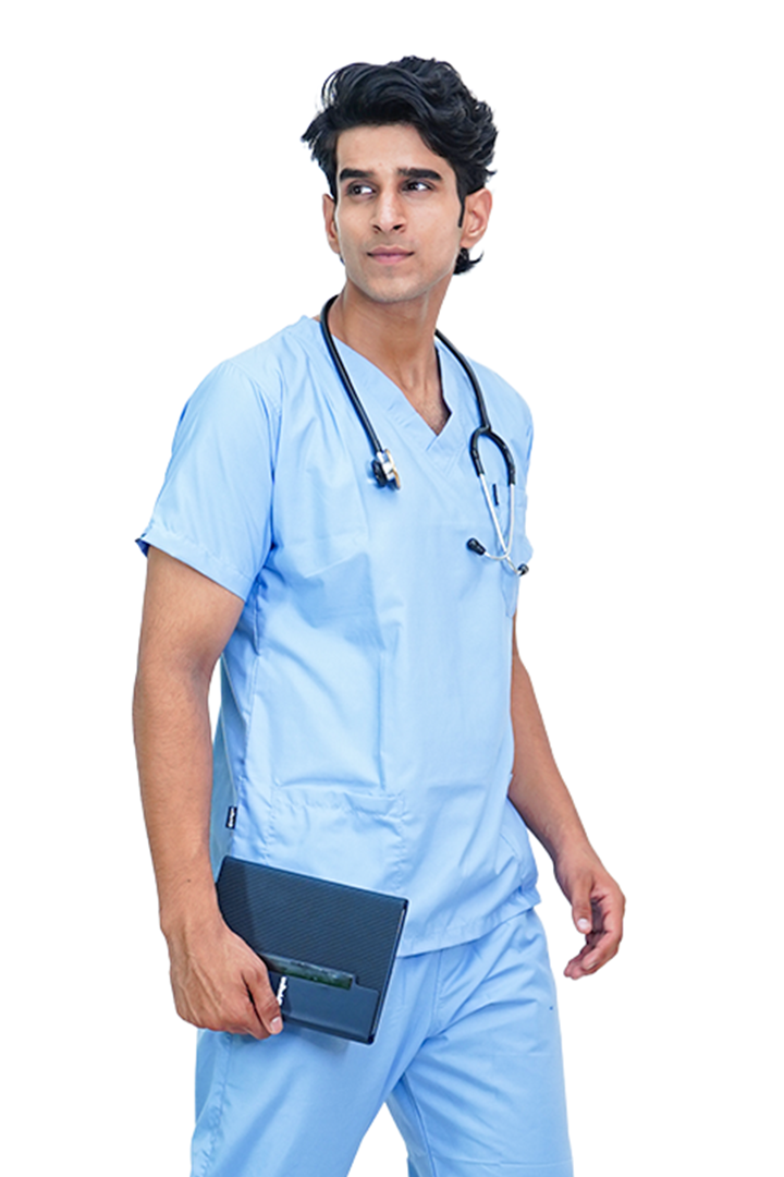 Everyday Unisex V-Neck (Sky Blue) Scrub Suit