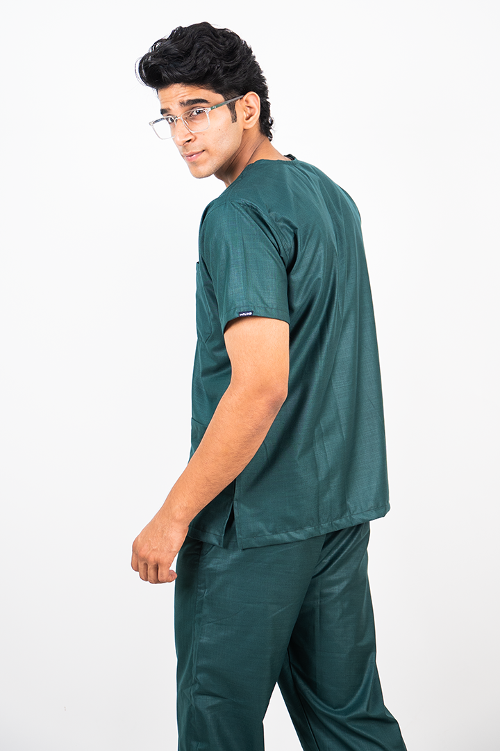 Essential Unisex V-Neck (Hunter Green) Scrub Suit