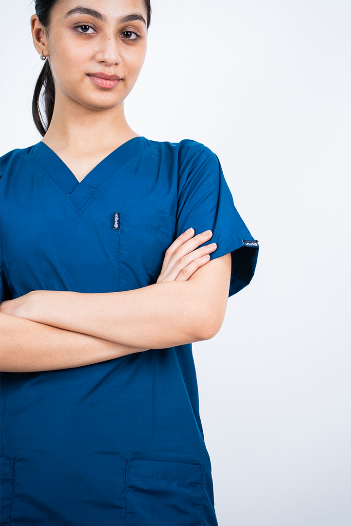 Everyday Unisex V-Neck (Peacock Blue) Scrub Suit