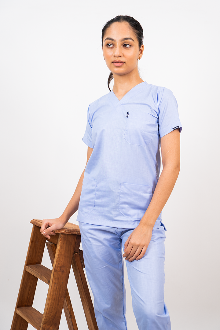 Essential Unisex V-Neck (Sky Blue) Scrub Suit
