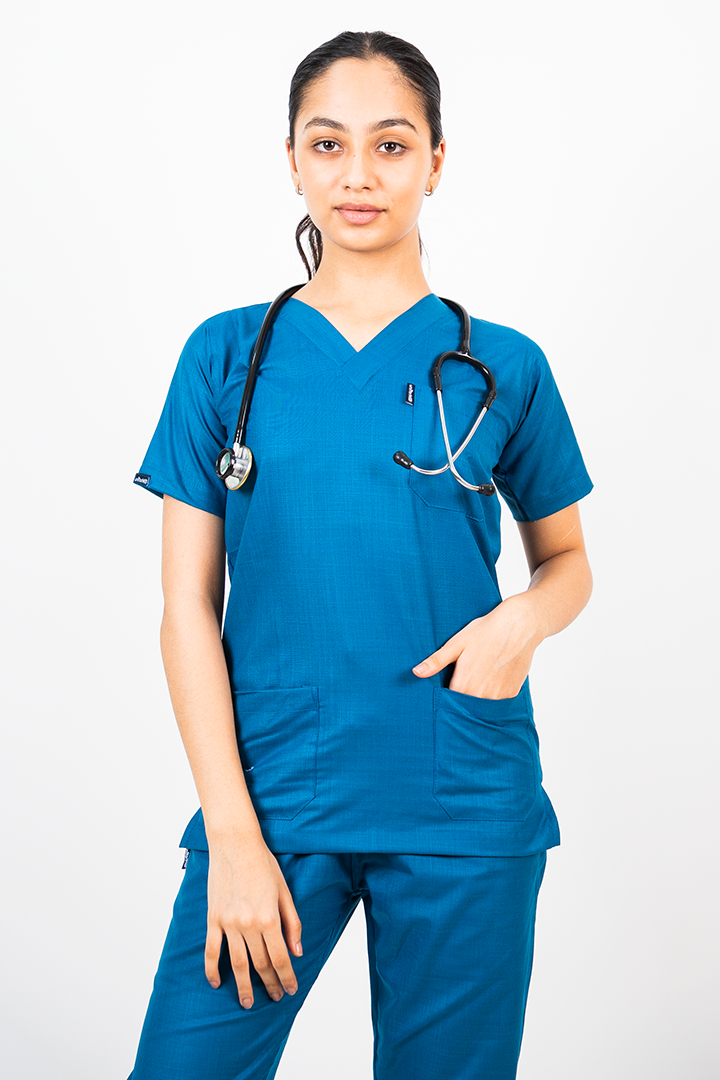 Essential Unisex V-Neck (Ocean Blue) Scrub Suit