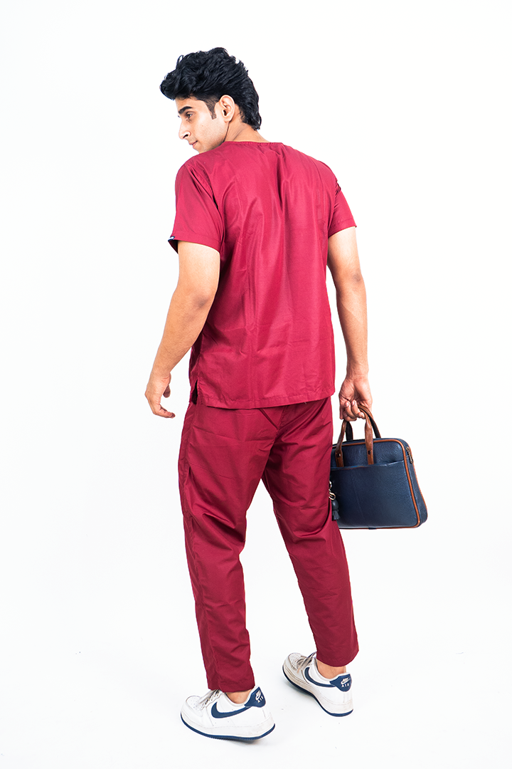 Everyday Unisex V-Neck (Maroon) Scrub Suit