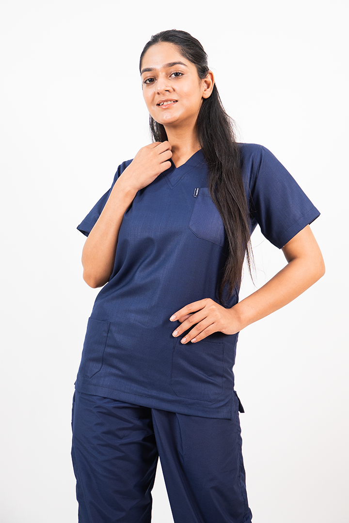 Essential Unisex V-Neck (Navy Blue) Scrub Suit