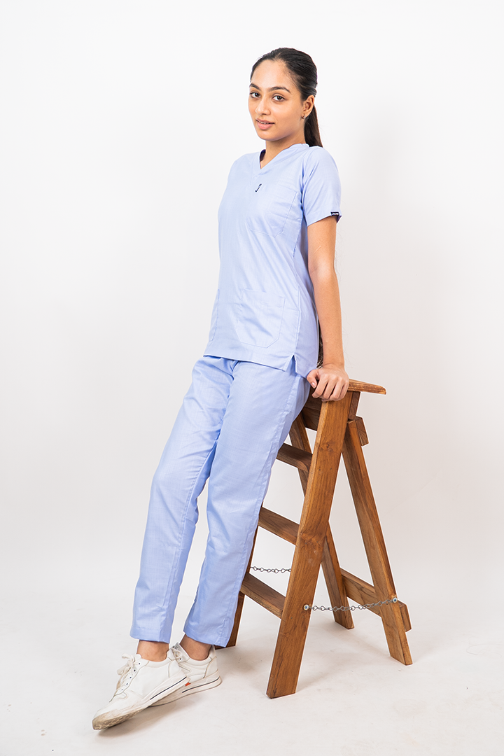 Essential Unisex V-Neck (Sky Blue) Scrub Suit