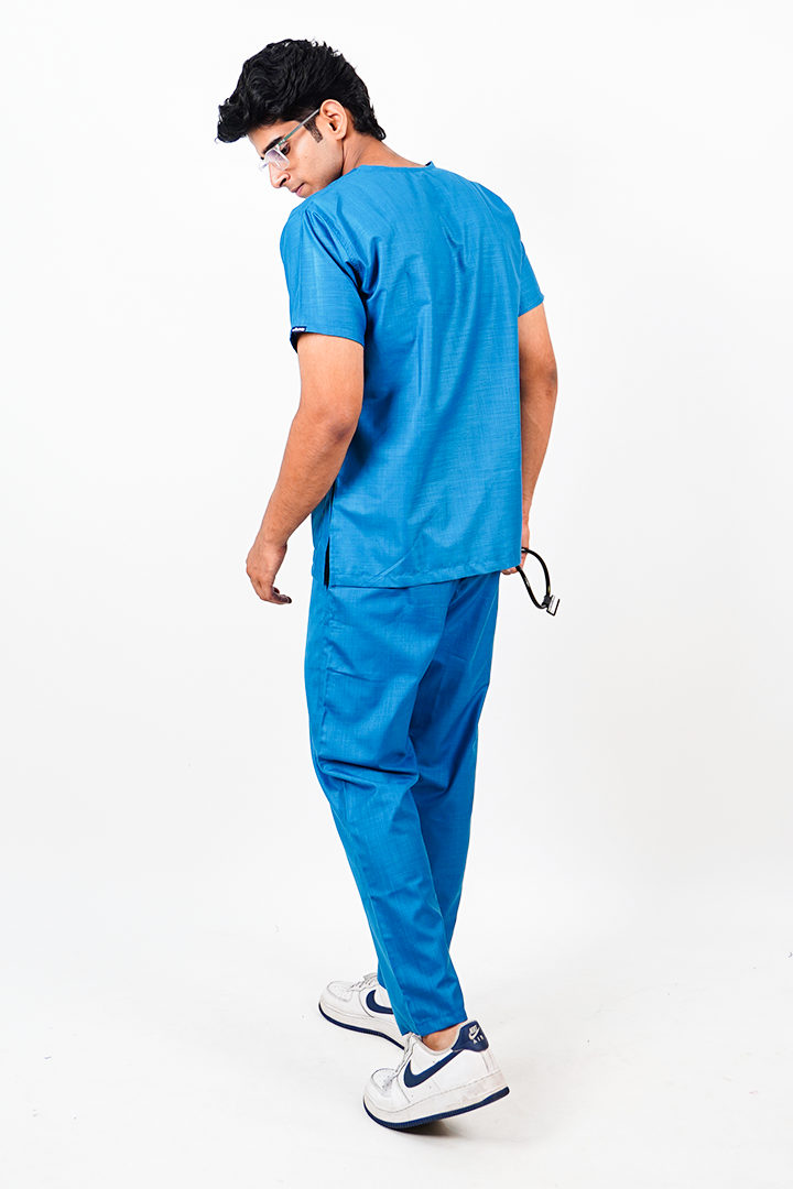 Essential Unisex V-Neck (Ocean Blue) Scrub Suit