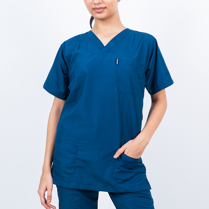 Everyday Unisex V-Neck (Peacock Blue) Scrub Suit
