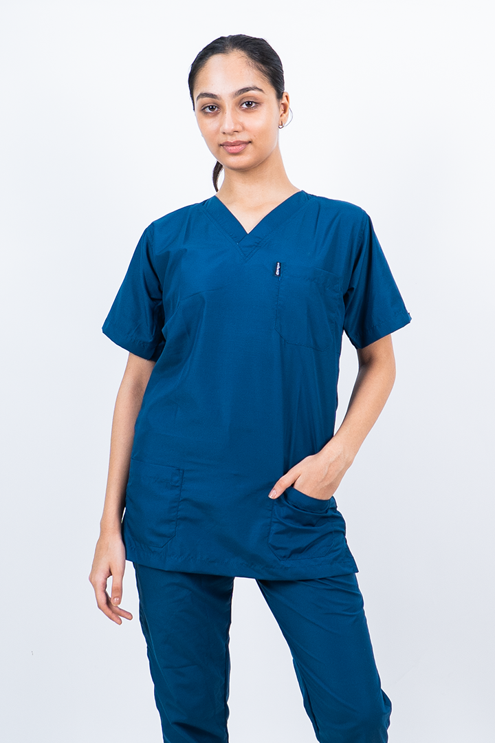 Everyday Unisex V-Neck (Peacock Blue) Scrub Suit