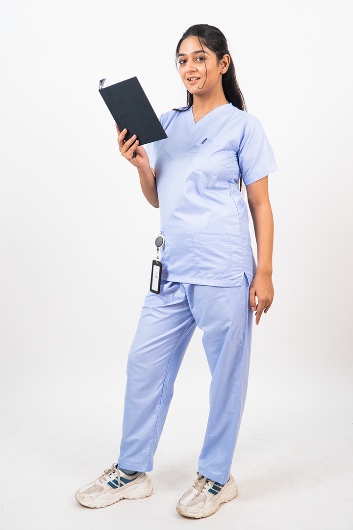 Essential Unisex V-Neck (Sky Blue) Scrub Suit