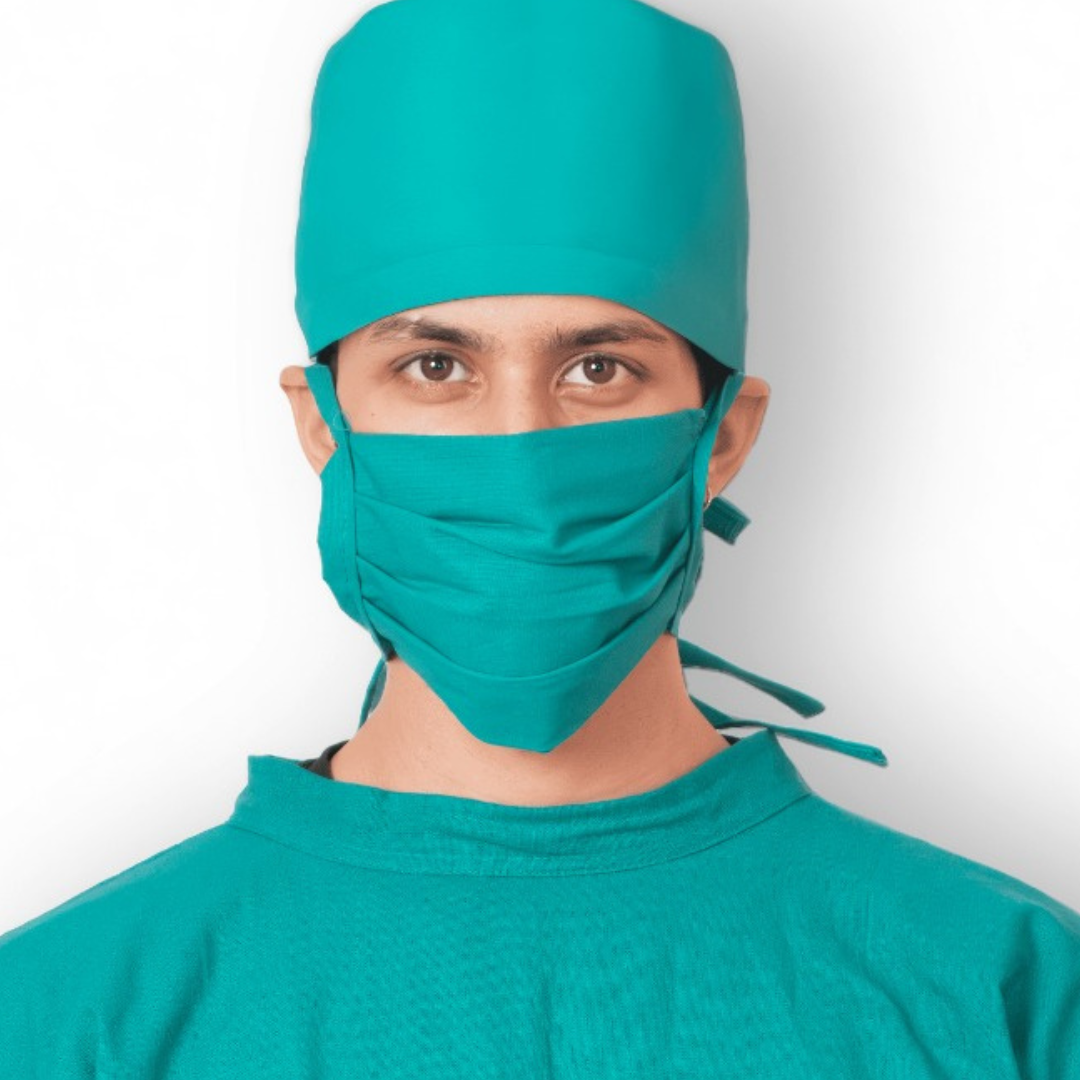 Pure Cotton Surgical Mask and Cap Combo for Unisex